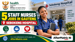 Graphic announcement stating thet Sebokeng Hospital is Hiring 5 Staff Nurses Jobs in Gauteng
